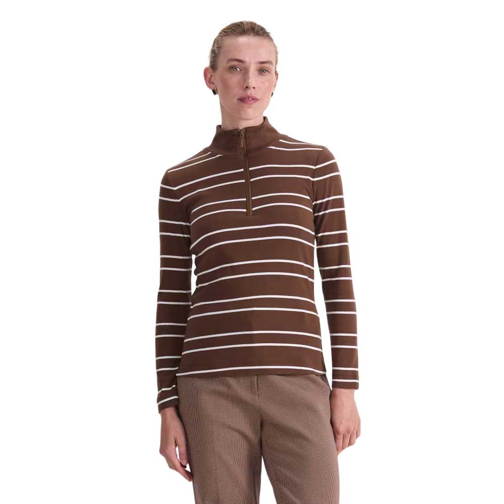 Sportscraft Lucy Stripe Zip Funnel Neck